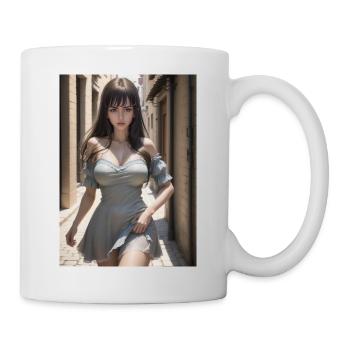 Woman in a alley, town,Generated AI - Mug - white - Right