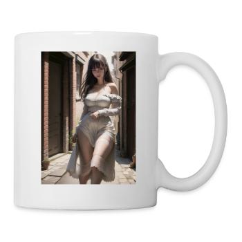 Woman in a alley, town,Generated AI - Mug - white - Right