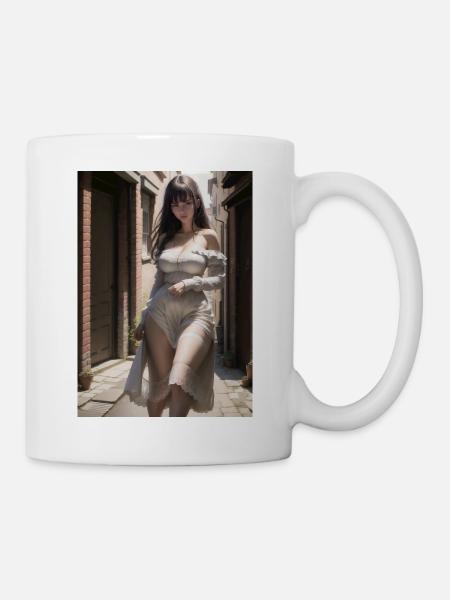 Woman in a alley, town,Generated AI - Mug - white
