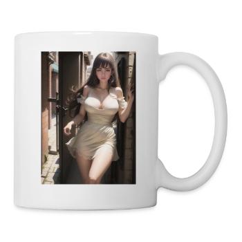 Woman in a alley, town,Generated AI - Mug - white - Right