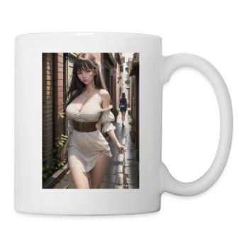 Woman in a alley, town,Generated AI - Mug - white - Right