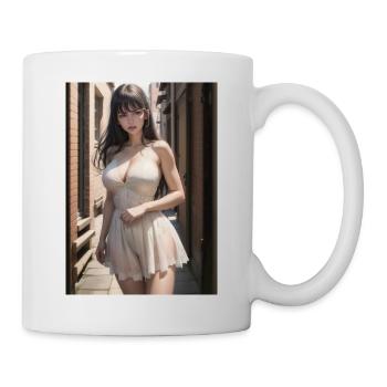 Woman in a alley, town,Generated AI - Tasse - Weiß - Rechts