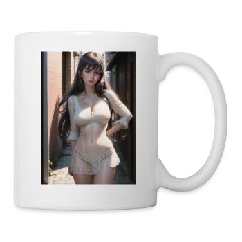 Woman in a alley, town,Generated AI - Mug - white - Right