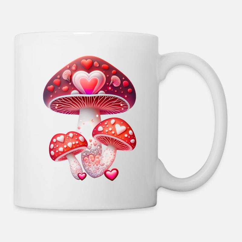Champignons de cœur - Mug blanc - blanc