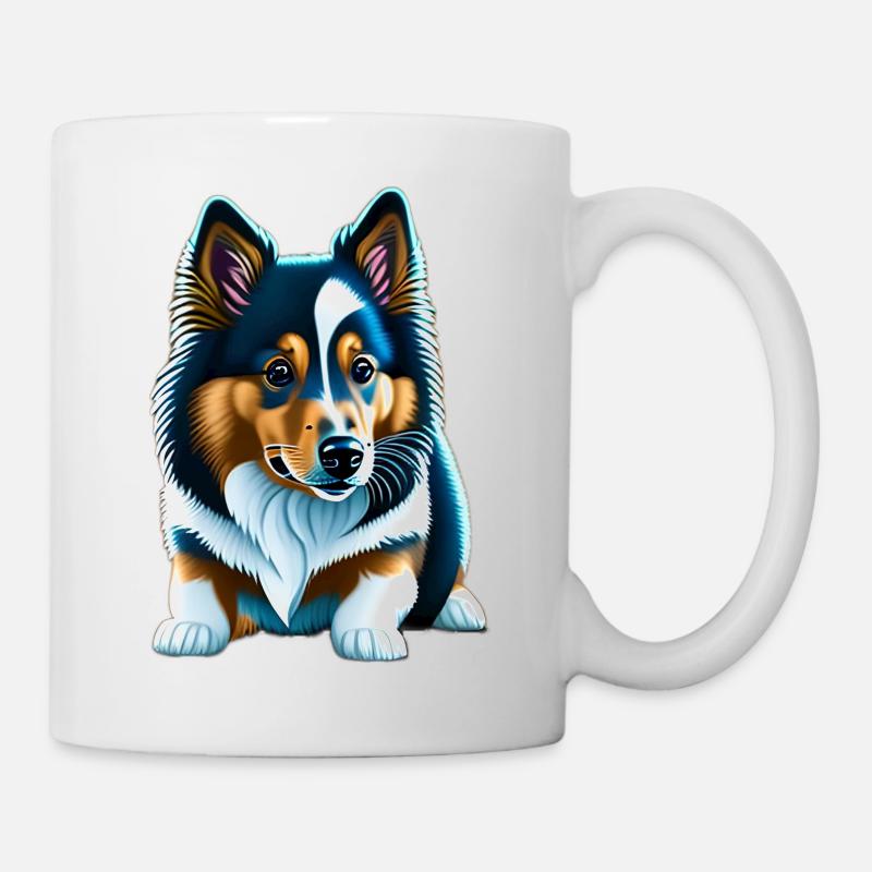 Couché Shetland Sheepdog Corgi Chiot - Mug blanc - blanc