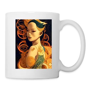 Narada - Mechanisch geometrischer Kunst Stil - Tasse - Weiß - Rechts