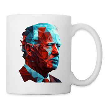 Joe Biden Low Polygon Red Blue Graphic Design - Mug blanc - blanc - Droite