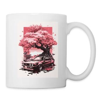 Vintage Sakura Cherry Blossom Tree Car - Mug blanc - blanc - Droite