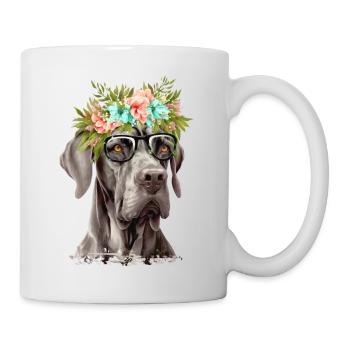 Deutsche Dogge mit Blumen - Tasse - Weiß - Rechts