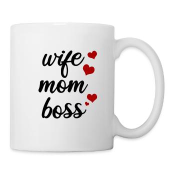 Wife Mom Boss Hearts Mom - Mug - white - Right