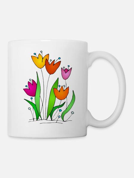 Blumen - Tasse - Weiß
