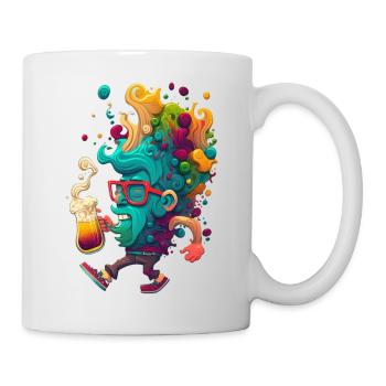 Lustiger Bunter Bier Typ - Tasse - Weiß - Rechts