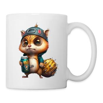Cool and cute skirt squirrel with beer - Mug - white - Right