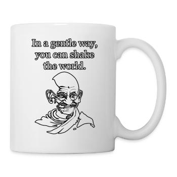 Gandhi Quote: You can shake the world - Mug - white - Right
