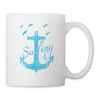 Sailing, sailing, Anker, Kapitän - Tasse - Weiß - Rechts