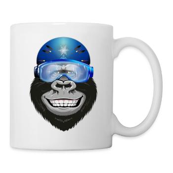 Gorilla with goggles and helmet - Mug - white - Right