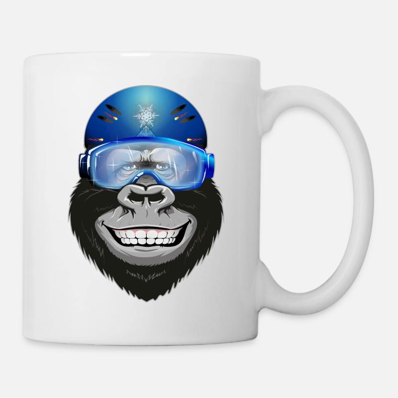 Gorilla mit Brille und Helm - Tasse - Weiß