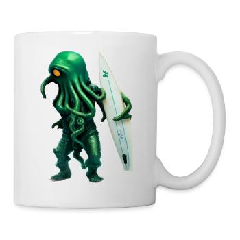 Green surfing octopus, free - Tasse - Weiß - Rechts
