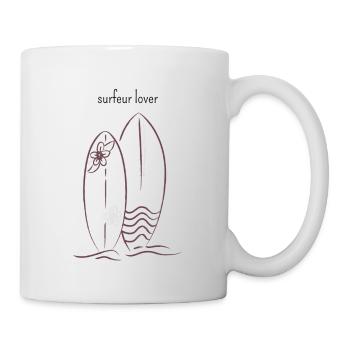 surfer lover surfboard travel - Mug - white - Right