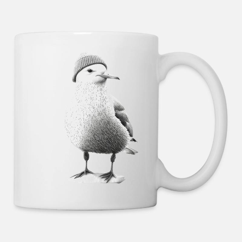Nordsee Möwe Mütze Beanie - Tasse - Weiß