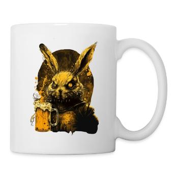 Cool crazy rabbit with beer - Mug - white - Right