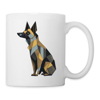 Geometrischer Deutscher Schäferhund - Tasse - Weiß - Rechts