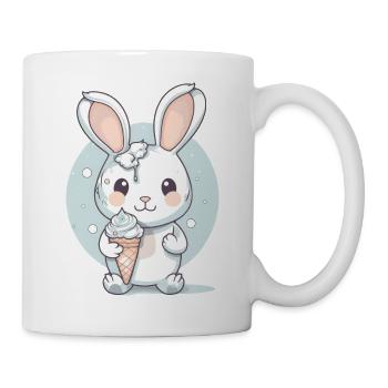 Gâterie estivale : Lapin avec crème glacée - Mug blanc - blanc - Droite
