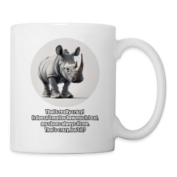 Rhinozeros (Nashorn) mit Turnschuhen- english - Tasse - Weiß - Rechts