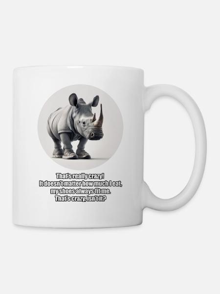 Rhinozeros (Nashorn) mit Turnschuhen- english - Tasse - Weiß