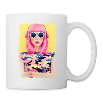 Retro-Mode Vintage coole 80er Jahre Frau Mädchen Pop Art - Tasse - Weiß - Rechts