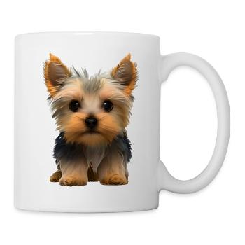 Chien propriétaire du chien Yorkshire Terrier chiot - Mug blanc - blanc - Droite