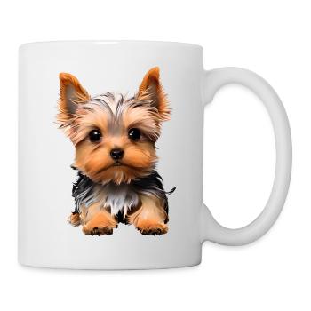 Chien propriétaire du chien Yorkshire Terrier chiot - Mug blanc - blanc - Droite