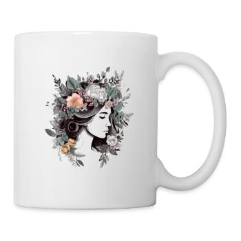 Blumige Frau - Tasse - Weiß - Rechts