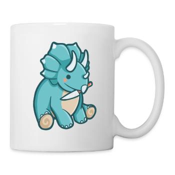 Spencer der Triceratops, Dino, Dinosaurier - Tasse - Weiß - Rechts