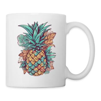 Ananas coloré rétro bande dessinée - Mug blanc - blanc - Droite