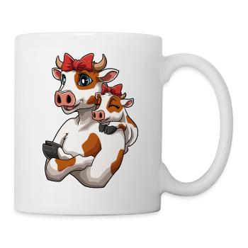 Mutter Kind Kuh Kalb Kälbchen für Mama und - Tasse - Weiß - Rechts