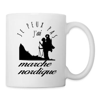 Je suis occupé(e) à faire de la marche nordique - Mug blanc - blanc - Droite