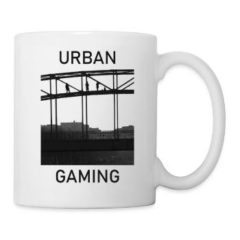 Silhouettes de personnes sur un pont - Mug blanc - blanc - Droite