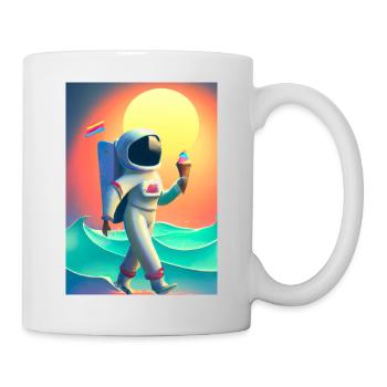 Astronaut mit Eiscreme - Tasse - Weiß - Rechts