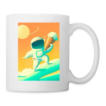 Astronaut mit Eiscreme - Tasse - Weiß - Rechts