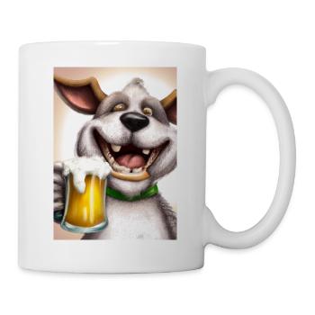 Lustiger Hund mit Bier - Tasse - Weiß - Rechts