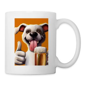 Lustiger Hund mit Bier - Tasse - Weiß - Rechts