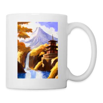 Japan Tower Wasserfall Gemälde - Tasse - Weiß - Rechts