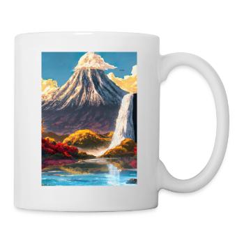 Japan Tower Wasserfall Gemälde - Tasse - Weiß - Rechts
