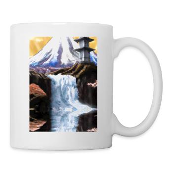 Japan Tower Wasserfall Gemälde - Tasse - Weiß - Rechts