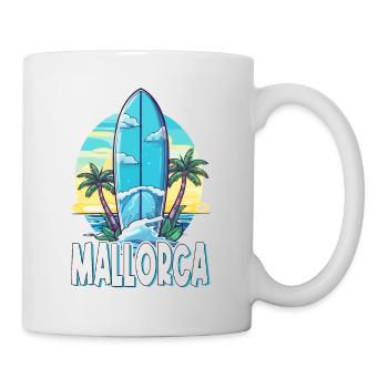 Mallorca Palmen Surfen Spanien Insel Sommer Party - Tasse - Weiß - Rechts
