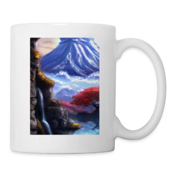 Japan Tower Wasserfall Gemälde - Tasse - Weiß - Rechts