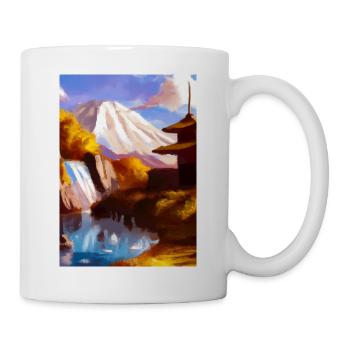 Japan Tower Wasserfall Gemälde - Tasse - Weiß - Rechts