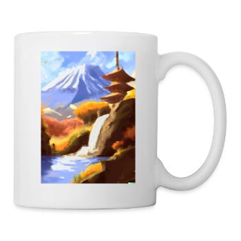 Japan Tower Wasserfall Gemälde - Tasse - Weiß - Rechts