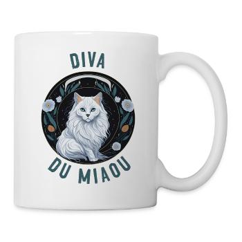 Portrait de chatte angora : Diva du Miaou - Mug blanc - blanc - Droite